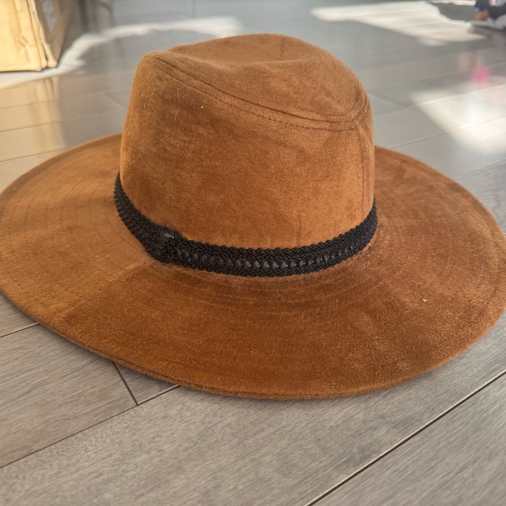 Brown Wide-Brim Hat with Black Band
